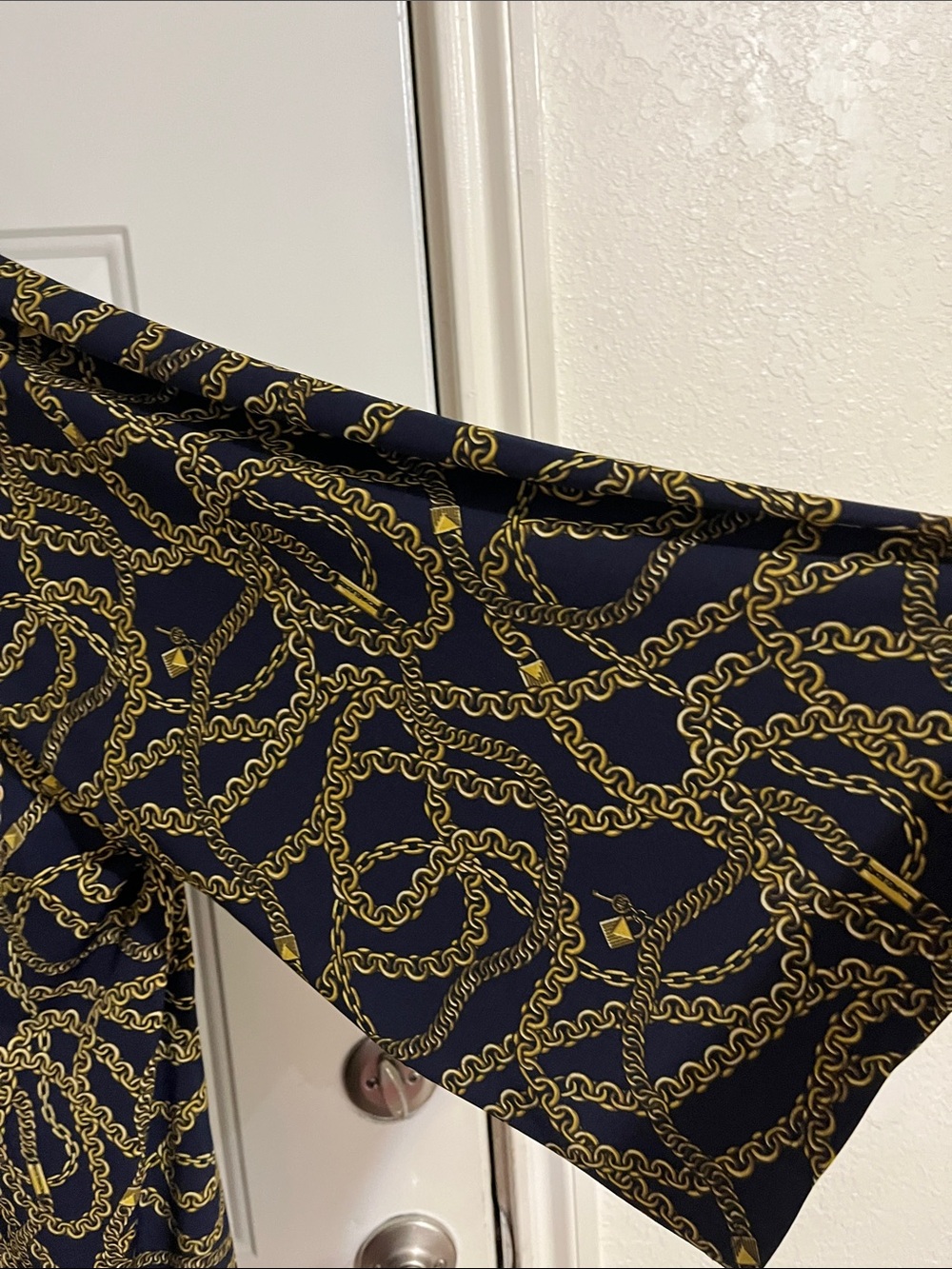 Michael Kors Navy and Gold Chain-Print High-Low Skirt - Picture 8 of 8